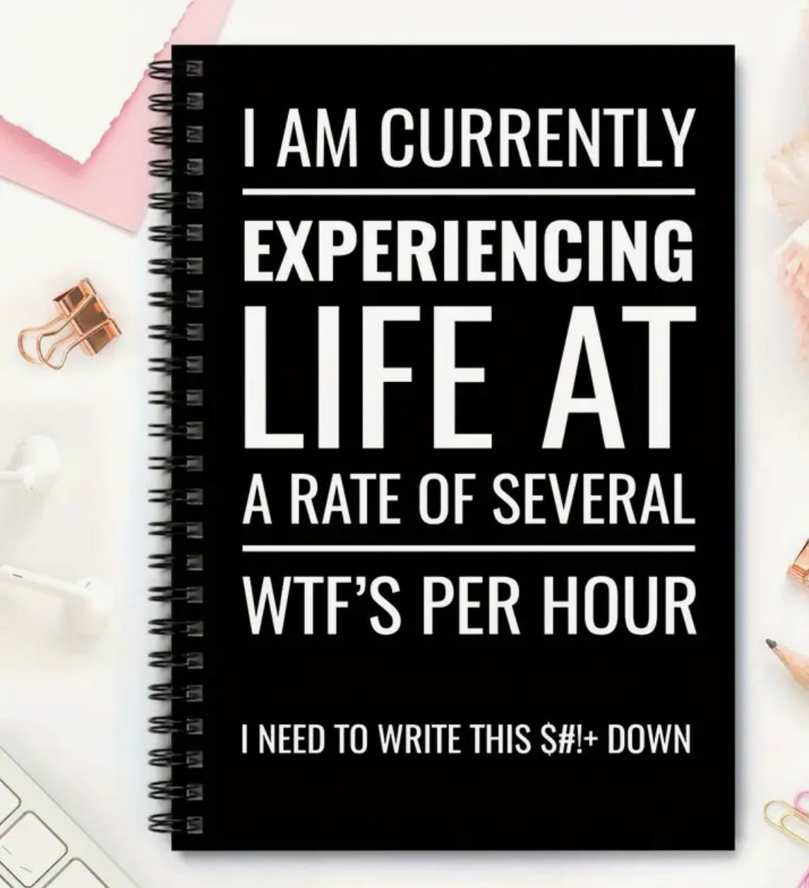 I Am Currently Experiencing Life at a Rate of Several WTFs Per Hour" Spiral Notebook